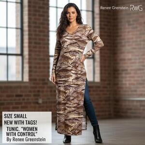 Renee Greenstein Women With Control Brown Patterned Tunic